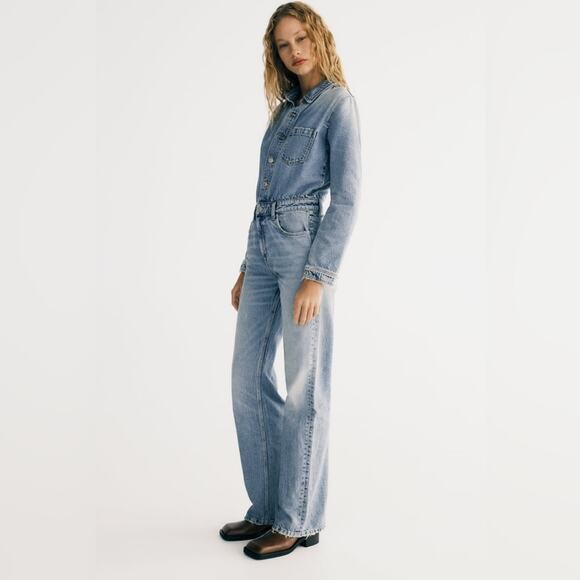 ZARA BLOGGER FAVORITE TRF LONG DENIM JUMPSUIT - Picture 8 of 13